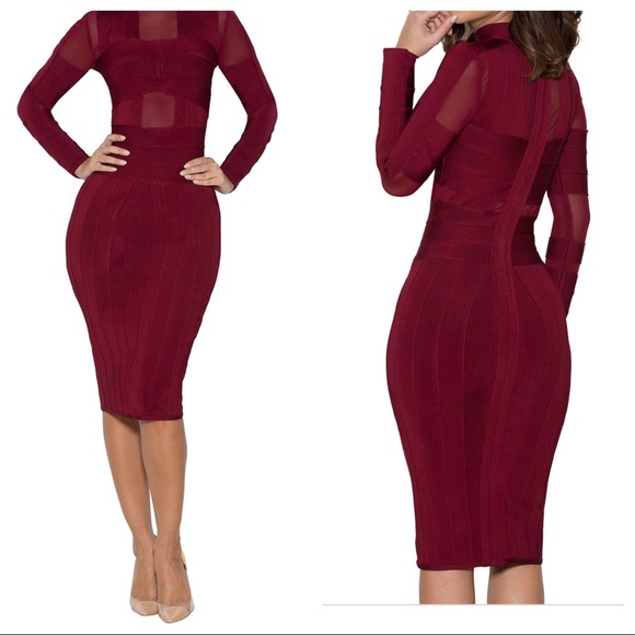 house of cb burgundy dress